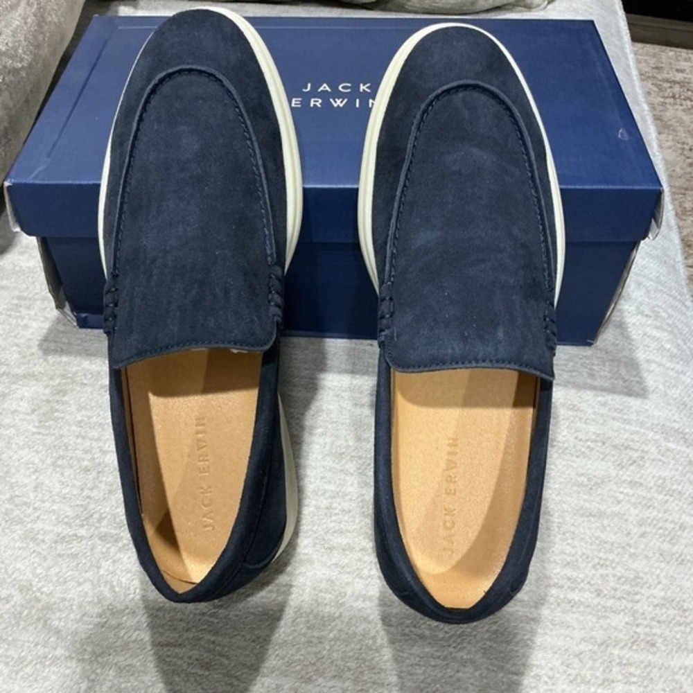 Jack Erwin Travis Navy Suede Loafer Mens Size 8.5 D